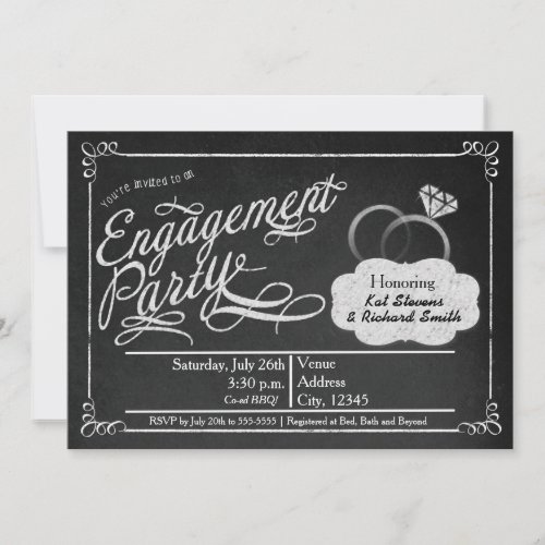 Engagement Party Chalkboard Chalk Co_ed Invitation