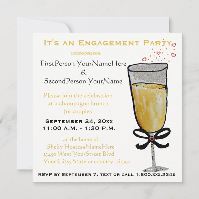 Engagement Party Champagne Brunch Invitation (Front)
