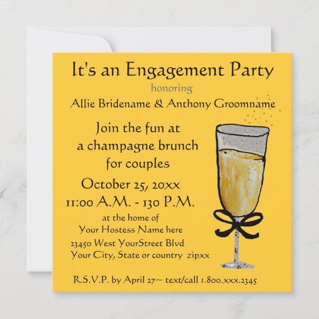 Engagement Party Champagne Toast Invitation (Front)