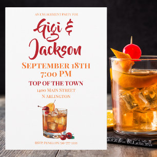 Engagement Party Cheers Old Fashion Cocktail Invitation