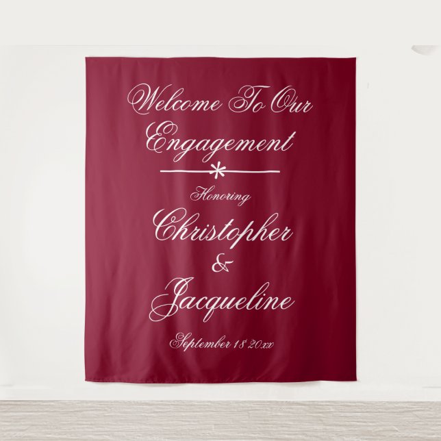  Engagement Party Chic Burgundy Photo Backdrop (Front)
