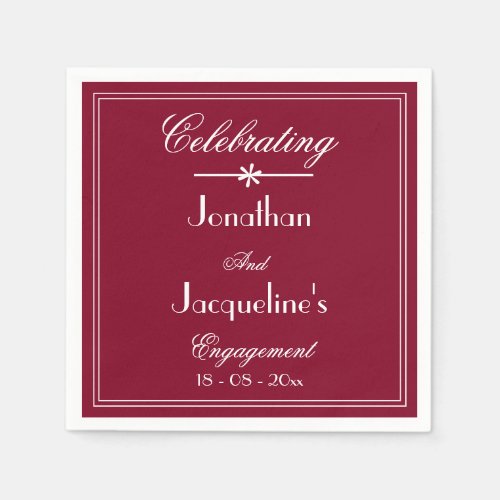  Engagement Party Chic Burgundy Red Custom Party Napkins