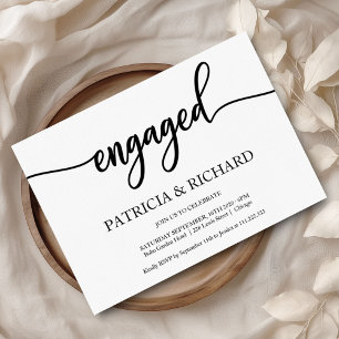 Engagement Party Chic Calligraphy Black And White Invitation