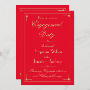 Engagement Party Chic Elegant Romantic Red Classy Invitation