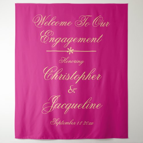 Engagement Party Chic Magenta  Gold Backdrop