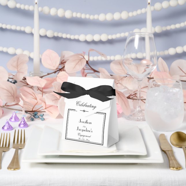 Engagement Party Chic Script Elegant Large White  Favor Boxes (Wedding)
