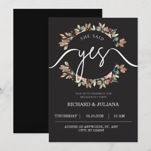 Engagement party cilibration, she said yes invita invitation