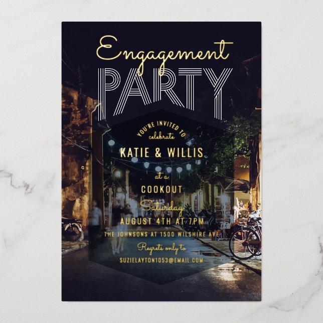 Engagement Party Cookout Foil Invitation (Front)