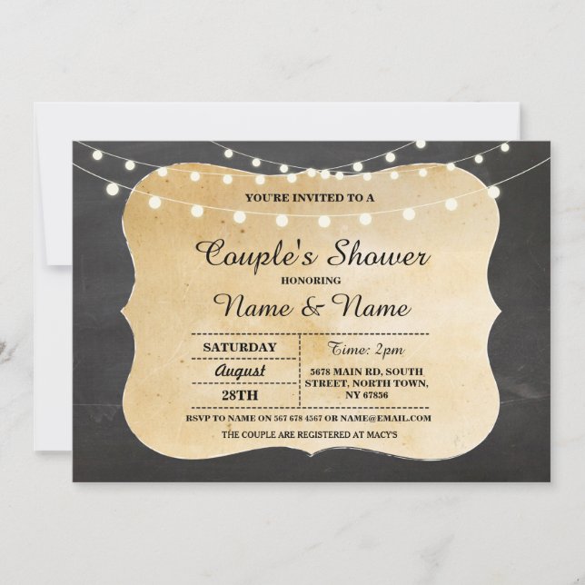 Engagement Party Couples Shower Chalkboard Invite (Front)