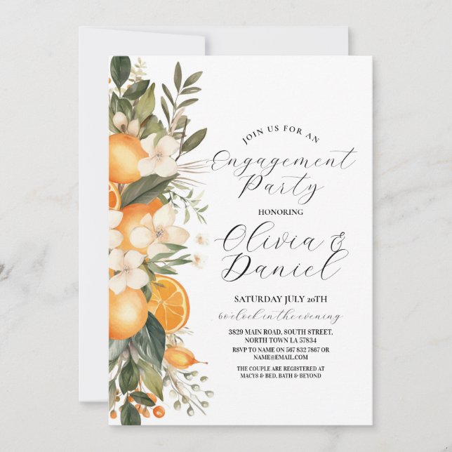 Engagement Party Couples Shower Fruits Florals Invitation (Front)