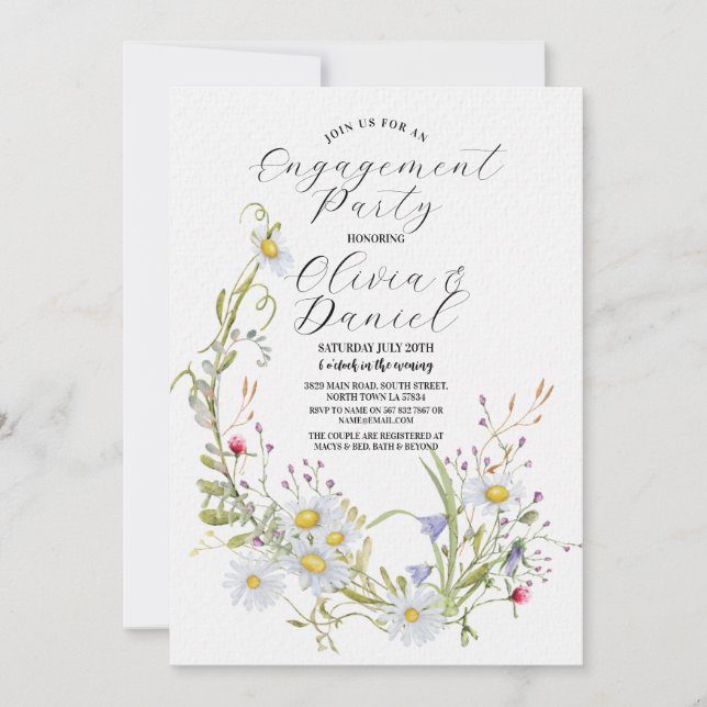 Engagement Party Couples Shower Wildflowers Spring Invitation (Front)