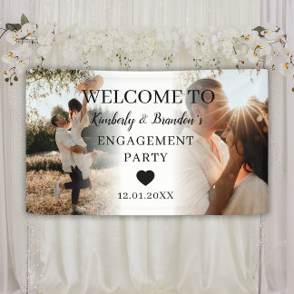 Engagement Party Custom 2 Photo Collage Welcome Banner