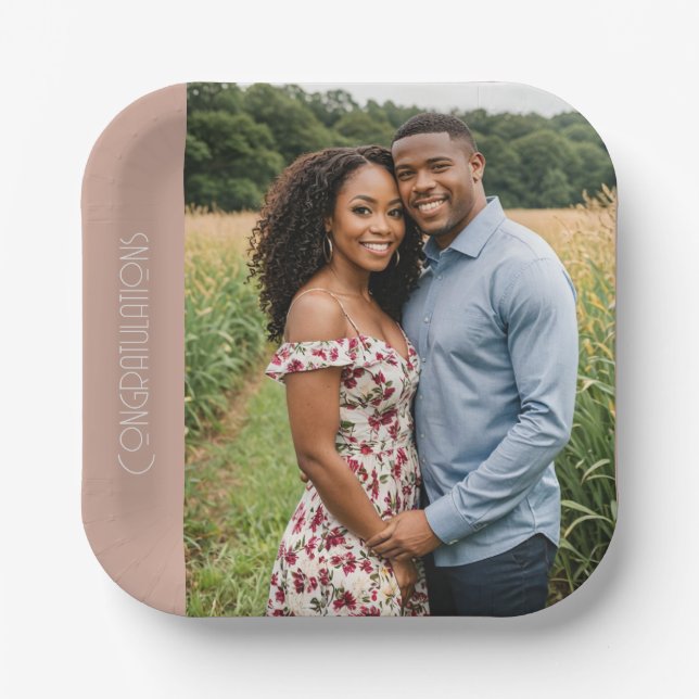 engagement party custom photo Paper Paper Plates (Front)