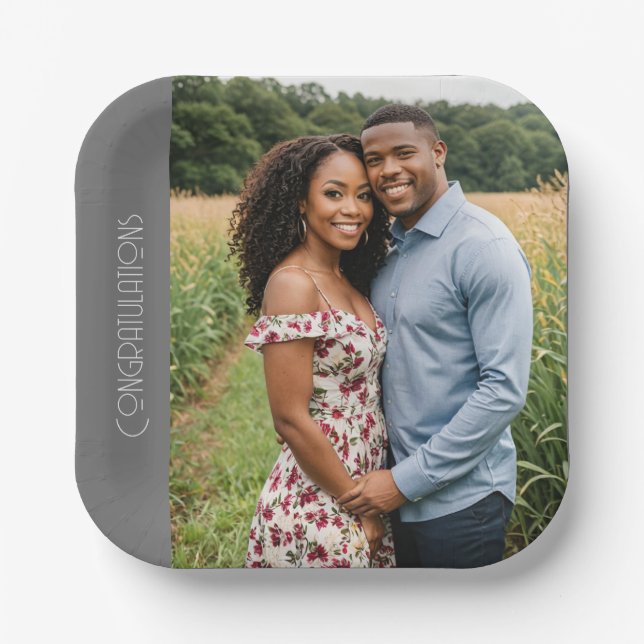 engagement party custom photo Paper Plates (Front)