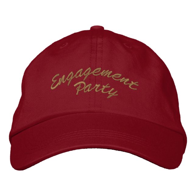 Engagement Party Custom Taupe Text Color Red Hat (Front)