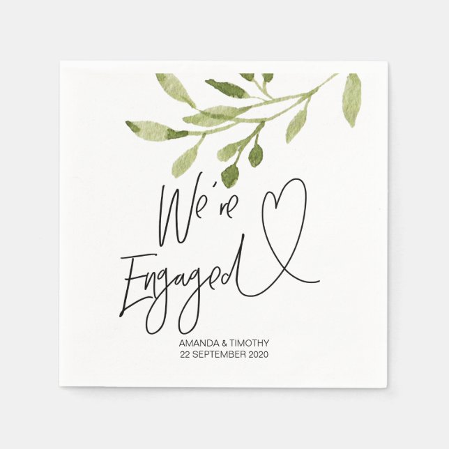 Engagement Party Decor Elegant Eucalyptus Napkins (Front)