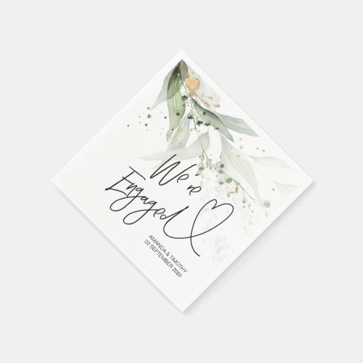 Engagement Party Decorations Modern Eucalyptus Napkins | Zazzle