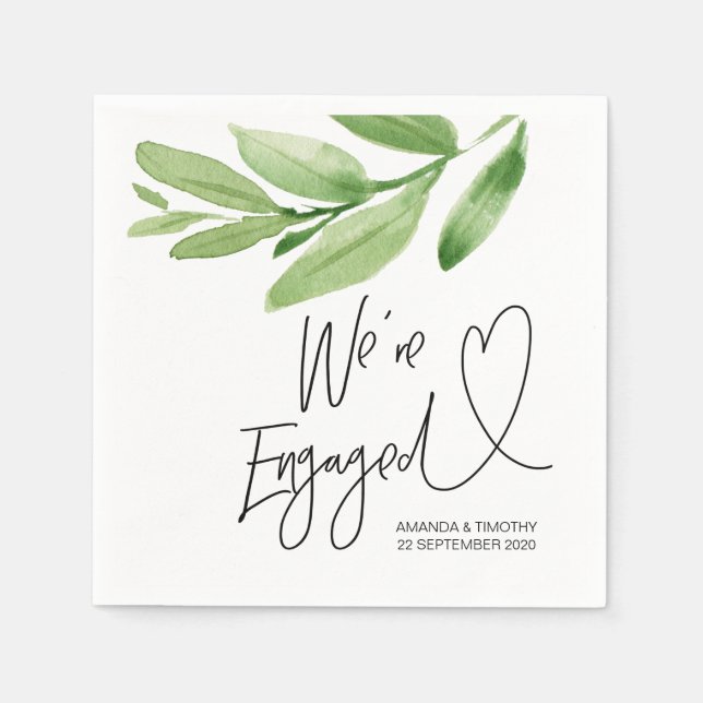 Engagement Party Decorations Simple Greenery Napkins (Front)