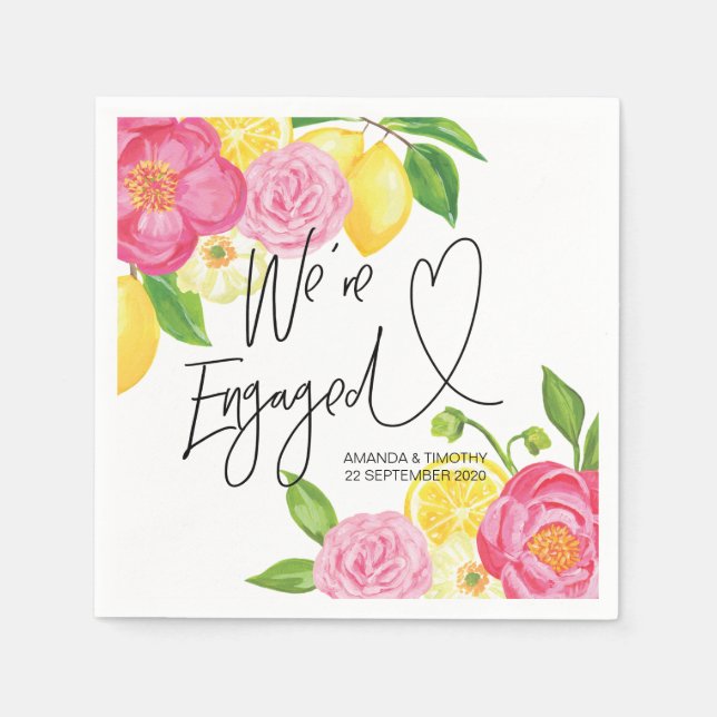 Engagement Party Decorations Spring Floral Napkins (Front)