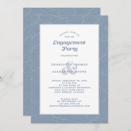 Engagement Party Dusty Blue Modern Fun Casual Chic Invitation