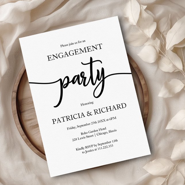 Engagement Party Elegant Black And White Invitation (Creator Uploaded)