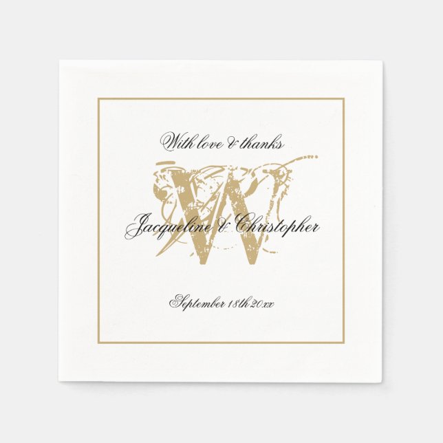 Engagement Party Elegant Monogram Classic Chic  Napkins (Front)