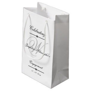 Engagement Party Elegant Monogram Names Chic Cute  Small Gift Bag