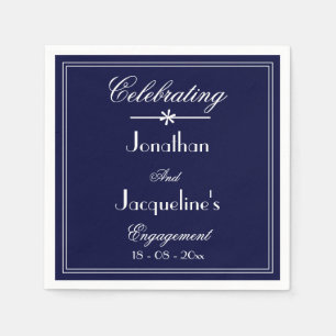 Engagement Party Elegant Navy Blue Custom Chic  Napkins