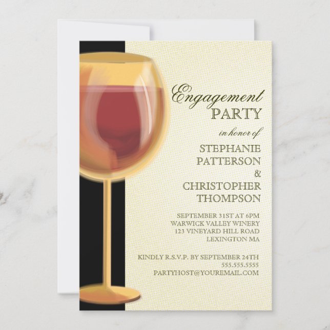 Engagement Party Elegant Wine Themed Invitation (Front)