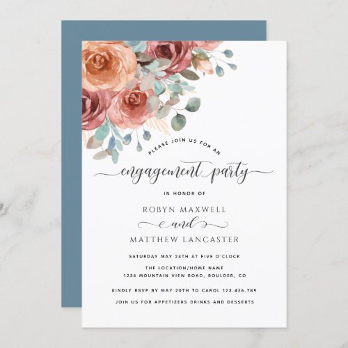 Engagement Party Ethereal Blush Peach Dusty Blue Invitation