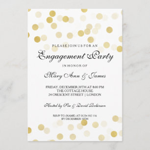 Engagement Party Faux Gold Foil Glitter Lights Invitation