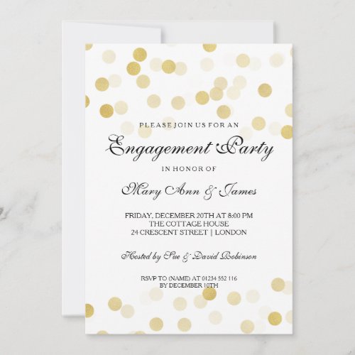 Engagement Party Faux Gold Foil Glitter Lights Invitation