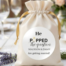 Engagement party favor, he popped the question