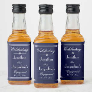 Engagement Party Favors Navy & White Script Mini  Liquor Bottle Label