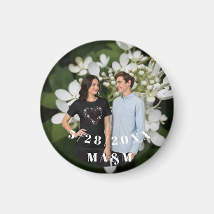 Engagement Party Favors White Hydrangea Photo Magnet