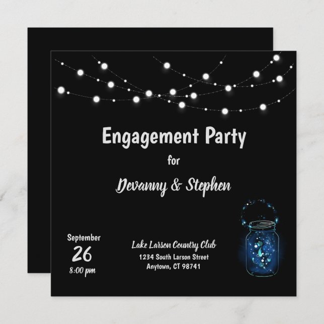 Engagement Party Firefly Lights Custom Invitation (Front/Back)
