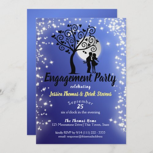 Engagement Party Full Moon Starry Night Invitation