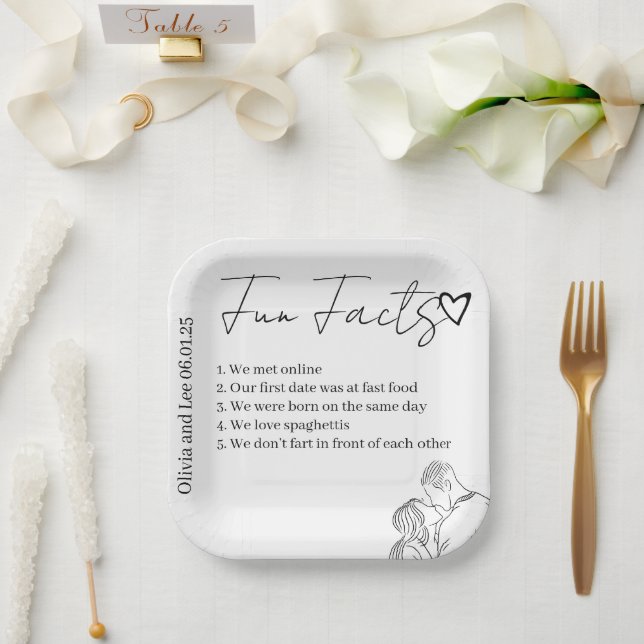 Engagement Party Fun facts Name Wedding  Paper Plates (Wedding)