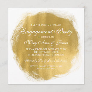 Engagement Party Gold Paint Look Invitation
