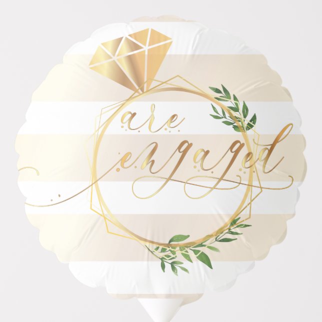 Engagement Party Gold Stripes Balloon (Front)