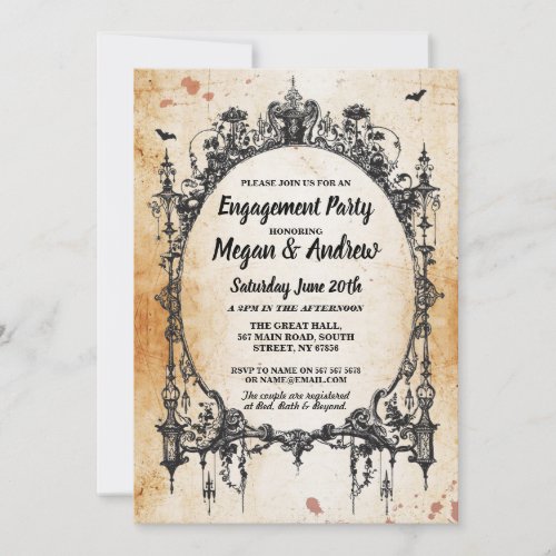 Engagement Party Gothic Frame Halloween Invite