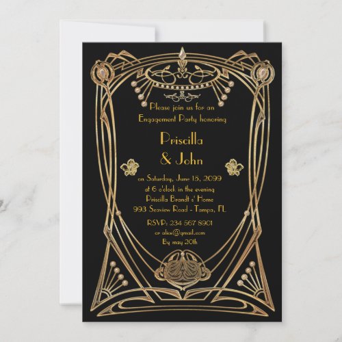 Engagement Party great Gatsby art_deco black Invitation