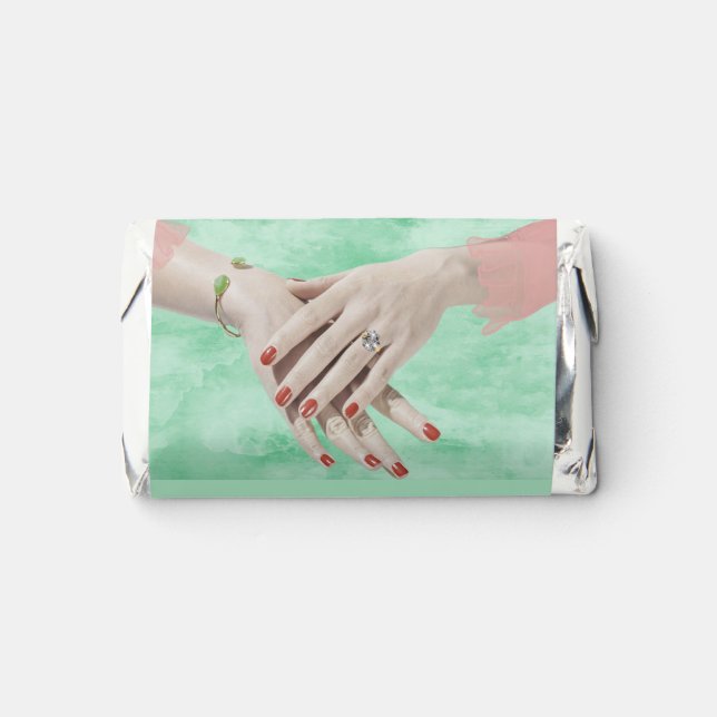 Engagement Party Green with Hand & Ring Hershey's Miniatures (Front)