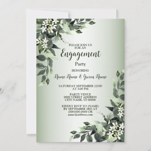 Engagement Party Greenery Floral Eucalyptus Leaves Invitation