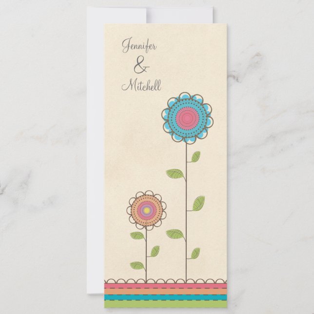 Engagement Party Happy Colorful Flowers Invitation (Front)