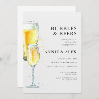 Engagement Party Invitation - Bubbles & Beers by KarisGraphicDesign at Zazzle