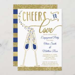 Engagement Party Invitation, Faux Glitter/Foil Invitation