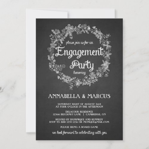 Engagement Party Invitation _  Floral Chalkboard
