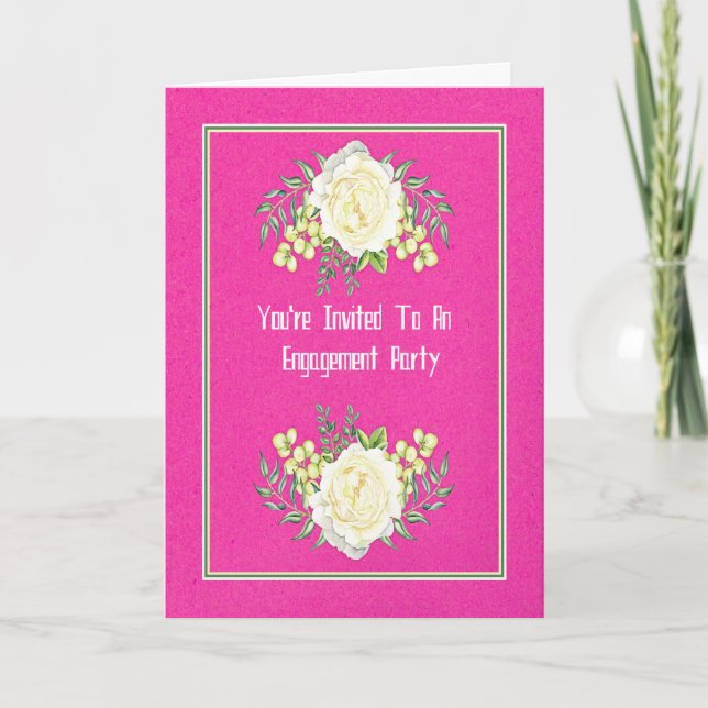 Engagement Party Invitation in Hot Pink (Front)