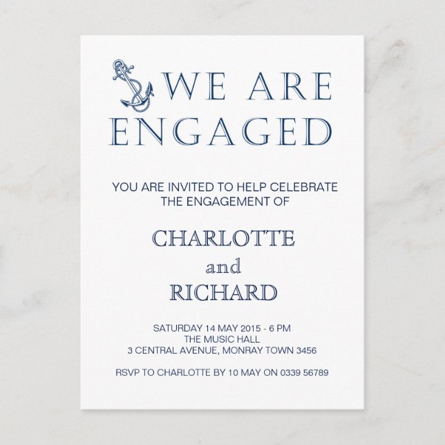 Engagement party invitation nautical theme (Front)